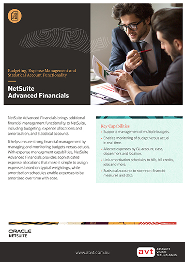 NetSuite - Financial Management (Formerly Advanced Financials) Module DS