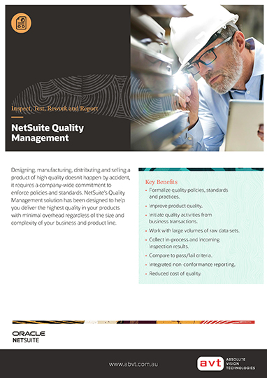 AVT NetSuite - Quality Management Module DS