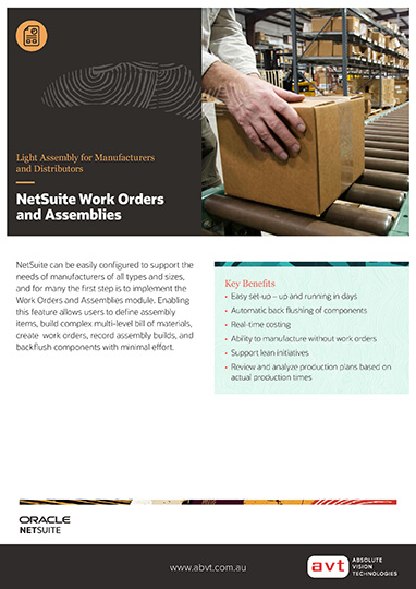 NetSuite Work Orders Assemblies Module DS